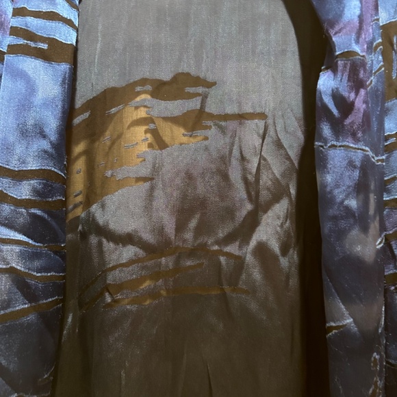 Chicos-Art to Wear Blue Silk Blend Burnout Open Cardigan/Kimono Sz 2 (Large) - Picture 2 of 10